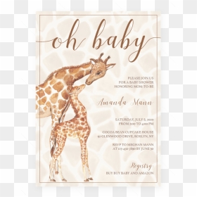 Oh Baby Baby Shower Invitation Safari Theme By Littlesizzle"  - Giraffe Baby Shower Invite, HD Png Download - baby giraffe png