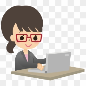 Female Computer User - Nerd Computer Girl Cartoon, HD Png Download - office worker png