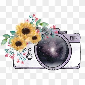 #camera #sunflower #sunflowers - Watercolor Camera With Sunflowers, HD Png Download - watercolor camera png