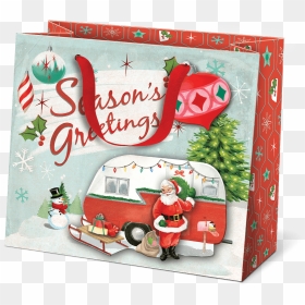 Here Comes Santa Claus Medium Gift Bag - Christmas Card, HD Png Download - santa bag png