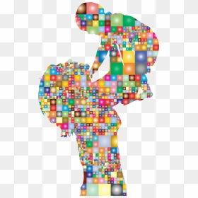 Prismatic Mosaic Mother And Baby Silhouette Clip Arts - Silhouette Baby And Mother Png, Transparent Png - angry gorilla png