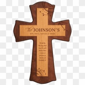 Two Toned Cherry Wooden Cross With Custom Engraving - Wooden Crosses, HD Png Download - wood cross png