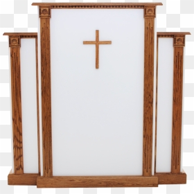 Church Wood Pulpit White W/cross, Fluting & Scrollwork - Church Table Png, Transparent Png - wood cross png