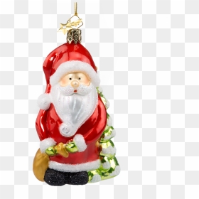 Santa With Bag And Snow Cover Tree - Christmas Ornament, HD Png Download - santa bag png