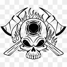 Drawn Skull Fire - Firefighter Skull Free, HD Png Download - fire drawing png