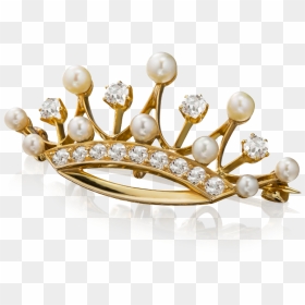 Diamond And Pearl Crown Brooch - Tiara, HD Png Download - diamond crown png