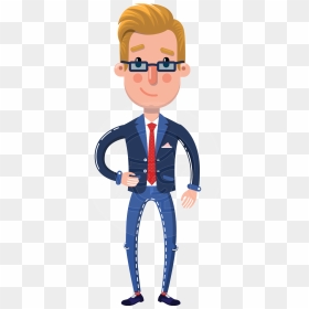 Businessman Cartoon Character In Flat Style - Cartoon 2 Hand Stop, HD Png Download - businessman clipart png