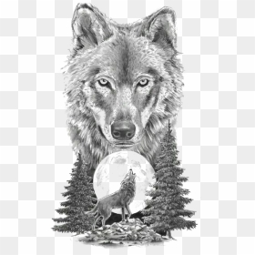 Gray Sketch Art Tattoo Artist Motion Wolf Clipart - Wolf Moon Tattoo, HD Png Download - wolf clipart png
