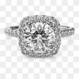 Cushion Cut Diamond Engagement Ring Vintage, HD Png Download - halo ring png