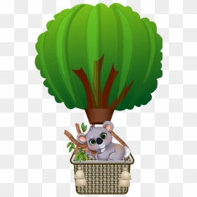 Koala On Hot Air Balloon Clipart - Tree Clip Art, HD Png Download - hot air balloon clipart png