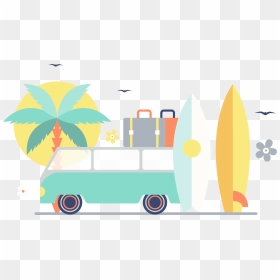 Summer Surfing Self Vacation Paddleboarding Standup - Illustration, HD Png Download - surfboard clipart png