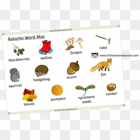 Autumn Word Mat, HD Png Download - fall leaves and pumpkins border png