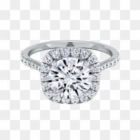 Diamond Halo Engagement Ring With Pave Shank In 14k - Engagement Ring, HD Png Download - halo ring png