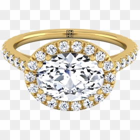 Oval Shape Diamond Halo Engagement Ring East West With - Rose Gold Oval East West Engagement Rings Co, HD Png Download - halo ring png