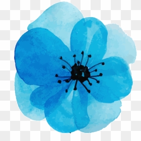 Green Blue Teal Watercolor Flower, HD Png Download - painted flowers png