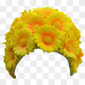 Daisy Marigold Head Crown Hair Band Bloom Flower Border - Transparent Hair Flower Crown Png, Png Download - sunflower border png