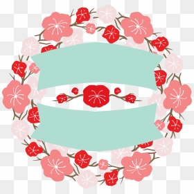 Japan Design Flower Banner Labels Round Two - Free Floral Clipart Labels, HD Png Download - japanese flower png