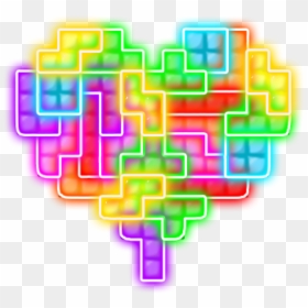 #love #heart #tetris #neon #puzzles #geometric #lego - Tetris, HD Png Download - tetris png