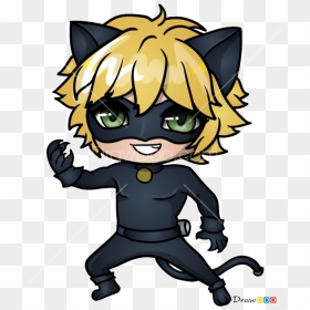 How To Draw Cat Noir Chibi, Ladybug And Cat Noir - Ladybug And Cat Noir Easy Drawing, HD Png Download - chat noir png