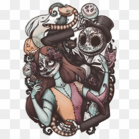 Nightmare Before Christmas Tattoo Drawing, HD Png Download - jack and sally png