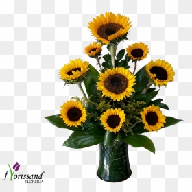 Jarron Cristal Forrado En Hojas Verdes - Sunflower, HD Png Download - sunflower border png