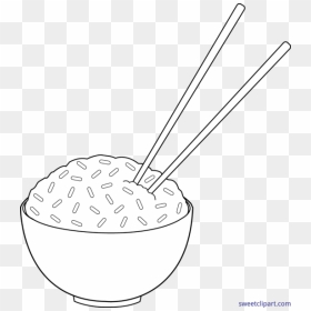 Chopsticks Clipart Black And White, Chopsticks Black - Chopsticks With Rice Drawing, HD Png Download - chopstick png