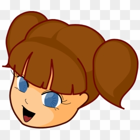 Girl Brown Hair Svg Clip Arts - Cute Girls Face Cartoon, HD Png Download - hair clipart png