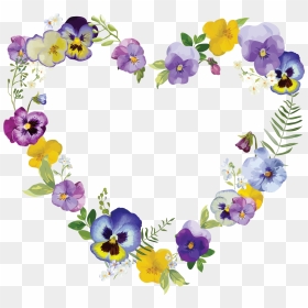 Purple Flowered Heart Frame - Portable Network Graphics, HD Png Download - purple frame png
