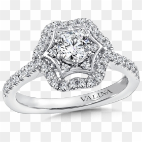 Valina Halo Engagement Ring Mounting In 14k White Gold - Pre-engagement Ring, HD Png Download - halo ring png