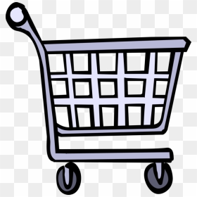 Vector Illustration Of Supermarket Grocery Store Shopping - Cartoon Shopping Trolley, HD Png Download - grocery cart png