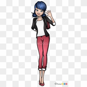 How To Draw Marinette, Ladybug And Cat Noir - Draw Marinette Step By Step, HD Png Download - chat noir png
