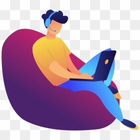 Guys On Bean Bag With Laptop In Vector Clipart , Png, Transparent Png - laptop vector png
