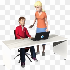 Adult Mentor Assist Child Play Sas On Computer - Cartoon Play Computer Png, Transparent Png - adult png