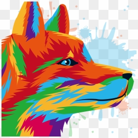 Gray Wolf Red Fox Painted Face Picture - Fox Face Drawing Side, HD Png Download - fox silhouette png