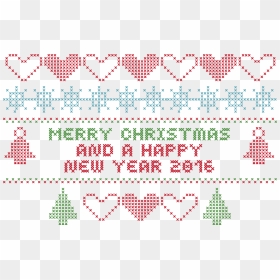 Merry Christmas Crochet Typography Clip Arts - Motif, HD Png Download - crochet png