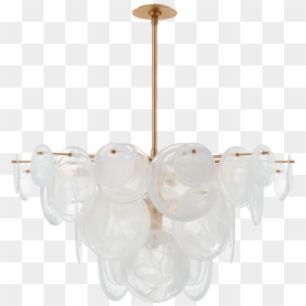 Loire Large Chandelier In Gild With White Strie Glass, HD Png Download - chandeliers png