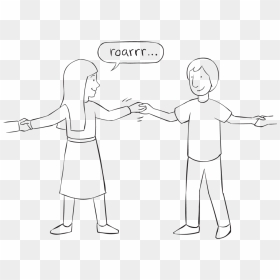 Back Two People Holding Hands Playing Fun Circle Game - Line Art, HD Png Download - circle game png