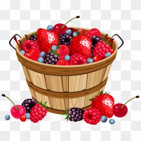 Berries In Basket Clipart - Basket Of Berries Clipart, HD Png Download - fruit basket png