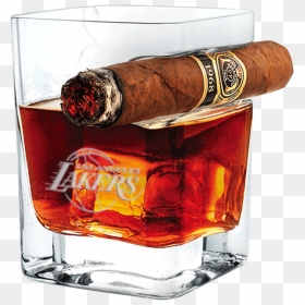 Whiskey Glass With Cigar Holder, HD Png Download - whiskey glass png