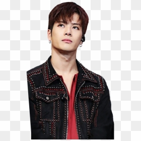 #jackson #wang #got7 #kpop #handsome #black #red #lookingup - Jackson Wang With Brown Hair, HD Png Download - jackson wang png