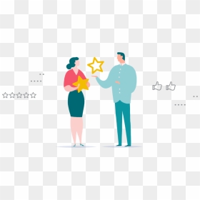 Characters Exchanging Stars To Illustrate Online Review - Review Illustration Png, Transparent Png - review stars png