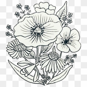 Flowers Drawing Sketch Patch Wildflowers Pin Bracelegsc - Wildflowers Drawing, HD Png Download - flower sketch png
