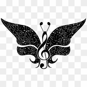 Transparent Butterfly Silhouette Png - Butterfly With Music Notes, Png Download - music silhouette png