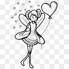 Black And White Sketch Fairy Love Vector - Fairy Black And White, HD Png Download - vector line png