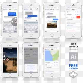 Vector Free Download Ios 8 Ui Kit Vector Freebie Download - Iphone X Message Psd, HD Png Download - iphone vector png