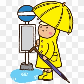 Child Boy Rain Bus Stop Clipart - Cartoon, HD Png Download - bus stop png