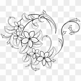 Floral Clipart Doodle - Black And White Flowers Drawings, HD Png Download - flower doodle png