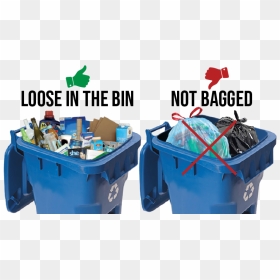 Loose In The Bin Not Bagged - Bagged Recyclables, HD Png Download - recycling bin png