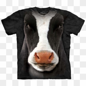 Black Cow Face - T Shirt With Cow, HD Png Download - cow face png