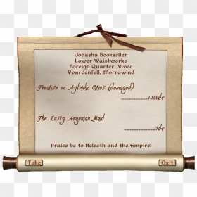 Elder Scrolls - Letters From Lucien Lachance, HD Png Download - receipt png